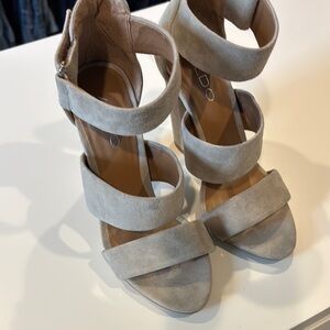 Aldo Gray Strappy Heels with Block Heel